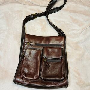 Relic Brown Leather Crossbody Messenger Bag for Men